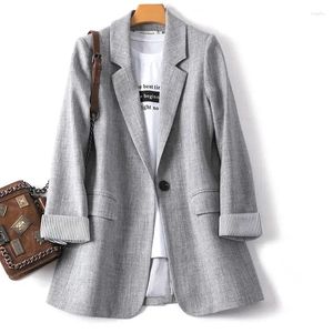 Damespakken blazers vrouwen trendy patchwork Koreaanse chique losse zakken dame elegante jassen enkele knop minimalistische buitenlever lange mouw