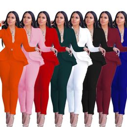 Costumes de femmes Blazers Femmes Winter Womens Set Tracksuit Full Sleeve Ruffles Pantal