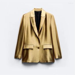 Costumes pour femmes Blazers Veste de costume en or pour femmes