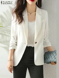 Damespakken Blazers ZANZEA-Blazer de fete a la mode coreenne pour femmes olympiques d'avocat elegants vestes vintage solide 231205