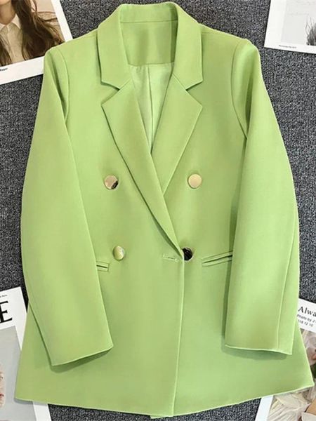 Trajes de mujer Traje verde caramelo Blazers Abrigo para mujer Primavera Otoño Abrigos de moda coreana Celebridad de Internet Pequeña chaqueta informal Ropa