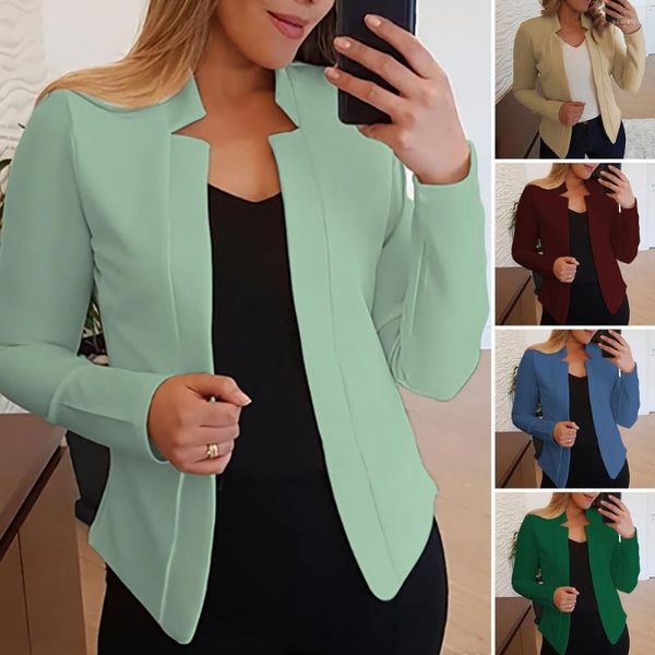 Trajes de mujer Cárdigan Blazer Temperamento intelectual Oficina Señoras Trabajo Cuello con muescas Puntada abierta