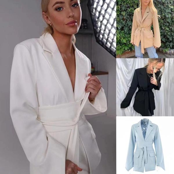 Costumes pour femmes Casual Blazer Coats Femme 2024 Été automne Notched Collar Fashion Office Dame Work Blazers