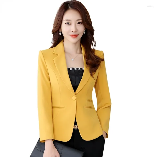 Costumes pour femmes jolie pochette manteau de printemps travail bureau mode poche à manches longues coupe ajustée couleur bonbon ensemble de hauts lourds