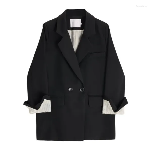 Trajes de mujer Café Beige Albaricoque Negro Mujer Casual Coreano Blazer Abrigo Primavera Otoño Suelto Cuello con muescas Chaqueta de traje de manga larga Mujer