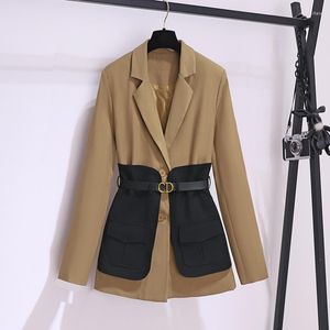 Damespakken Contrast Kleur Stiksel Professionele slijtage Gerichte nekpak Blazer Women Jacket voor jassen