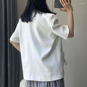 Damespakken Designer Dames Blazer met korte mouwen Mode Kristal Strik Harajuku Pak Top Office Dames Losse witte blazers Jas