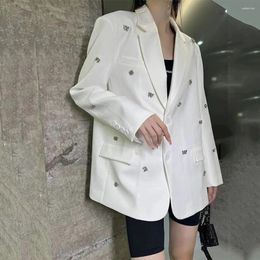 Damespakken Early Autumn Suit jas zware industrie 3d letterhigh-end all-match meisjesjas dames losse zwarte blazers femme trend
