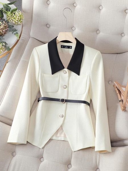 Costumes pour femmes élégant automne blazers pour femmes 2023 vestes manteaux col rabattu Veste Femme grande taille hauts d'extérieur Mujer rose blanc