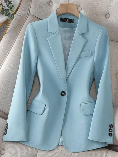 Costumes pour femmes Blazer élégant manteau pour femmes à manches longues bureau mode coréenne veste bouton revers décontracté 2024 printemps été manteaux