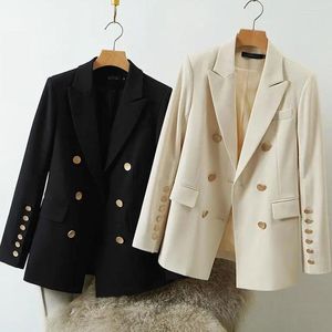 Damespakken Elegante dubbele rijs Blazers Vrouwen 2023 Spring lange mouw ingekeed kraagjagen vrouw kantoor dame blazer jassen bovenkleding