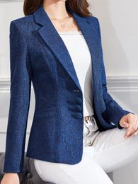 Damespakken Elegante dames Herfstblazer Casual Lange mouw Professionele mode Office Lady Business Slanke jassen met enkele rij knopen