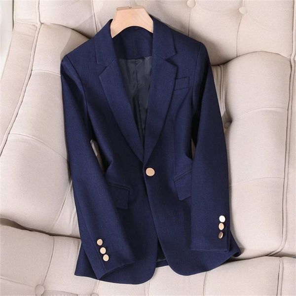 Trajes de mujer Elegante Blazer para mujer Azul marino Rojo Caqui Mujer Manga larga Un solo botón Abrigo delgado Oficina Señoras Ropa de trabajo de negocios Chaqueta formal