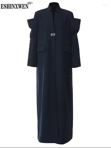 Costumes pour femmes Eshin Femmes Bleu Marine Élégant En Forme De Longue Blazer Col Montant Veste À Manches Longues Mode Printemps Automne 2024 TH6727