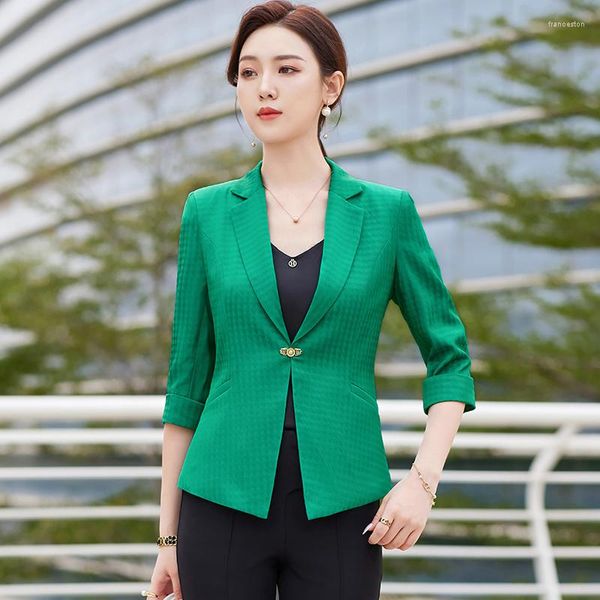 Women's Suits Est Styles Women Half Sleeve Blazers Jackets Coat Spring Summer Professional Office Business Work Wear Outwear Tops Blaser