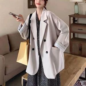 Costumes pour femmes, vêtements d'affaires, blazer ample décontracté, couleur unie, poches à boutons, fin, printemps été, D83, 2024