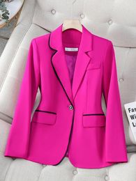 Damespakken Fashion Autumn Winter Dames Blazer Zwart Wit Pink Vrouw Vrouw met lange mouwen Single Button Ladies Work Wear Formal Jacket Coat 2024