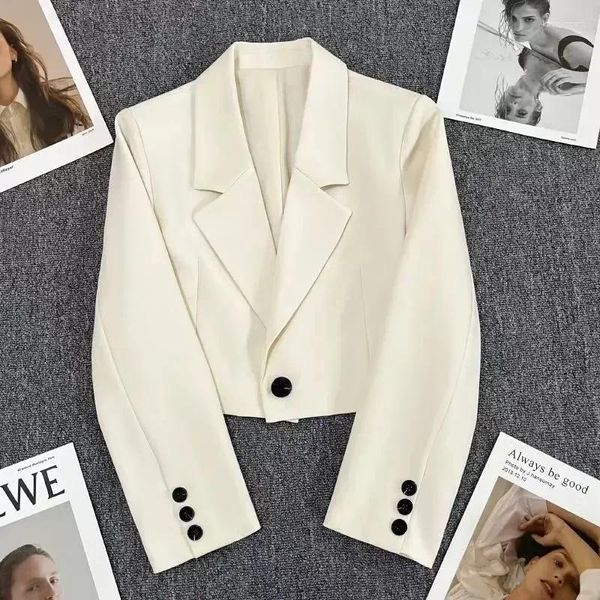 Trajes de mujer moda blazer blanco blazer mujeres primavera otoño otoño botón blazers blazers mujer coreana manga larga chaqueta corta damas