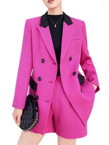 Damespakken Mode Dames Blazer Damesjas Roze Zwart Groen Lange mouw Triple Breasted Vrouwelijke herfst Winter Casual jas