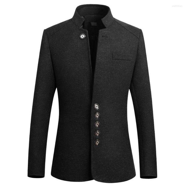 Costumes pour femmes Fashion Men Stand Collar Suit Jacket Slim Single Breasted Business Blazer Coat