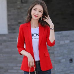 Trajes de mujer Moda Oficina Señoras Blazer para mujer Chaquetas de media manga Rojo OL Ropa de negocios Elegante