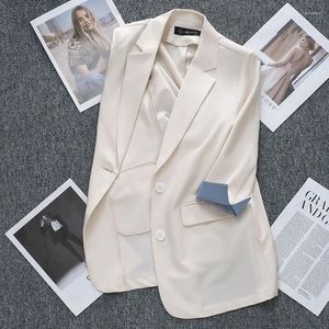 Suisse aux combinaisons de mode de mode Blazer veste de blazer pour les femmes été 2024 Vintage 3/4 manche novagée