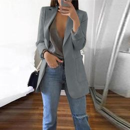 Damenanzüge, formeller Blazer für Frauen, leichte Strickjacke mit offener Vorderseite und Taschen, Anzug mit langen Ärmeln, Mantel, Büro-Oberbekleidung, Veste Femme