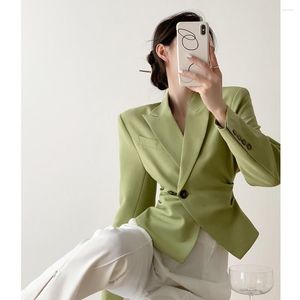 Costumes pour femmes Gardenia Green Suit Coat Women's Small Spring And Autumn Slim Waist Casual High Design Sense Crowd