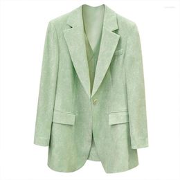 Damespakken GGHK Blazers voor vrouwen Elegante stijlvolle Silk Cotton Fabric One-Button Manners Office Blazer Chic Tops