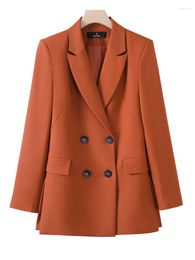 Costumes pour femmes gris rouge bleu marron noir femmes Blazer dames femme à manches longues Double boutonnage solide vêtements de travail veste formelle