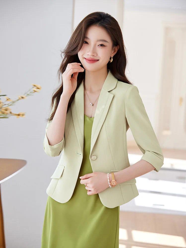 Women's Suits Half Sleeve Formal Uniform Styles Women Blazers Jackets Coat Spring Summer Professional Outwear Tops Business Work Wear S-4XL
