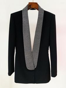 Costumes pour femmes HAUTE QUALITÉ 2023 Est Vestes de créateurs de mode Élégant Dos Nu Diamants Perlé Col Châle Blazer