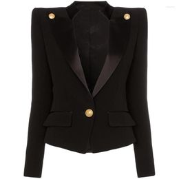 Damespakken Hoge kwaliteit EST 2022 Designer Blazer Jacket Dames enkele knop Satijnen kraag