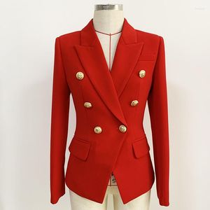 Damespakken hoogwaardige mode barokke designer Blazer Jacket voor dames 2022 Gold Lion Buttons Dubbele borsten bovenkleding K353