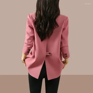 Costumes pour femmes Veste de costume rose de haute qualité printemps et automne 2024 Mateau avec doublure Casual Ladies Blazer Brun Blouser S-3XL