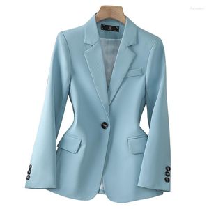 Costumes pour femmes Veste de costume de haute qualité Femmes 2023 Style coréen Blazers à bouton unique Dames élégantes Printemps Automne Manteau solide cranté S-4XL