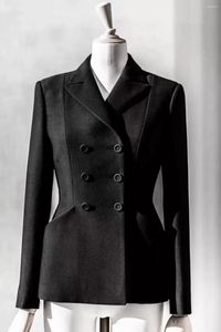 Costumes pour femmes manteau en laine de haute qualité pour femmes Fashion printemps black blazer elegant dames slim silk veste