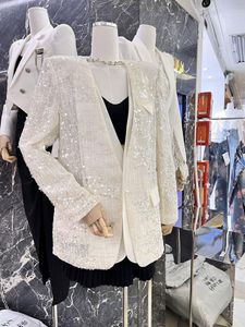 Costumes pour femmes HIGH STREET Est 2023 Veste de créateur de mode Col en V Blazer à paillettes à manches longues