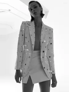 Costumes féminins High Street EST 2024 Jacket de créateur élégant Slim Flming Mirror Mirror Blazer