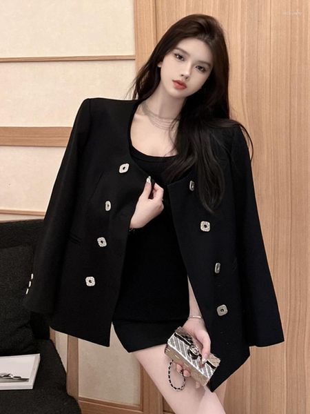 Costumes pour femmes High Street Blazer français manteau pour femmes automne hiver mode coréenne costumes décontractés manteaux à double boutonnage vêtements d'extérieur amples Casaco