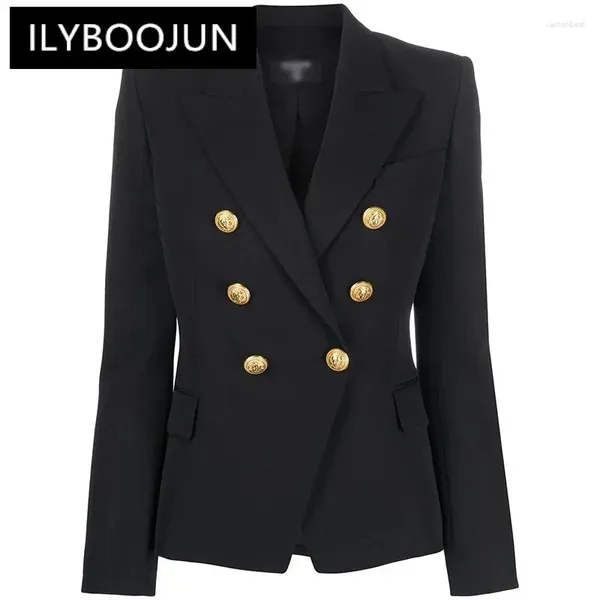 Costumes de femmes Ilyboojun Fashion Femmes Classic Design European Style Spring Fitness Fitness Slim Ol All-Mtach Black Blazer High Quality