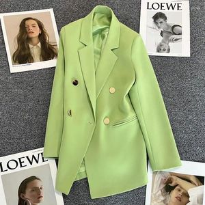 Damespakken Insozkdg Casual Blazer Double Breasted Suit jas Vrouwen versie Pure Color Loose Fashion Simple Office Ladies Tops