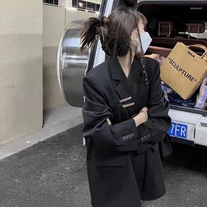 Damespakken Insozkdg Oversize Blazers Losse damesjas Zwart Blazer Dames Basic Klassiek Mode Minimalistisch Street chic Boyfriend-stijl