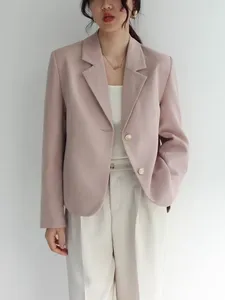 Costumes de femmes insozkdg rose costume veste femme coréenne mode manteau court manteau de style décontracté tempérament polyvalent petit 2024 blazers