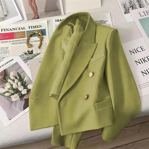 Costumes pour femmes Insozkdg printemps automne arrivées veste de costume Olive kaki vert tendance jolie pochette haut bureau dame manteaux