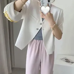 Costumes de femmes insozkdg shorts d'été manches féminines veste coréenne mode V-col