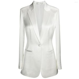 Costumes pour femmes Veste One Piece Blanc Slim Fit Femmes Manteau Office Lady Single Breasted Peaked Revers Business Formel Vêtements réguliers personnalisés