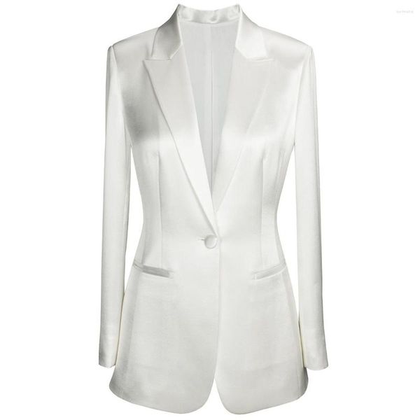 Trajes de mujer Chaqueta de una pieza Blanco Slim Fit Abrigo de mujer Señora de oficina Solapa con pico de un solo pecho Ropa formal regular de negocios personalizada