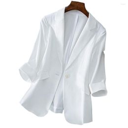 Suits de mujer Jackets Coat Lapel Lady Blazer Tres de la manga de tres cuartos de diseño Traje de diseño de un solo botón para negocios