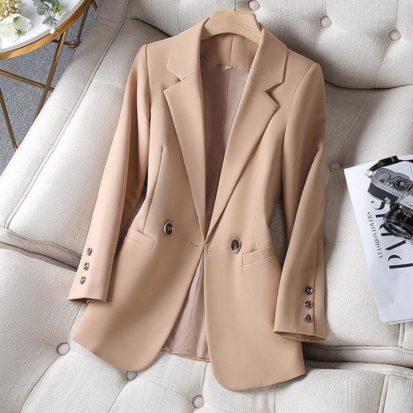 Trajes de mujer chaqueta caqui abrigo primavera otoño 2023 moda coreana manga larga Blazers mujer chaqueta Casual Oficina señoras Tops